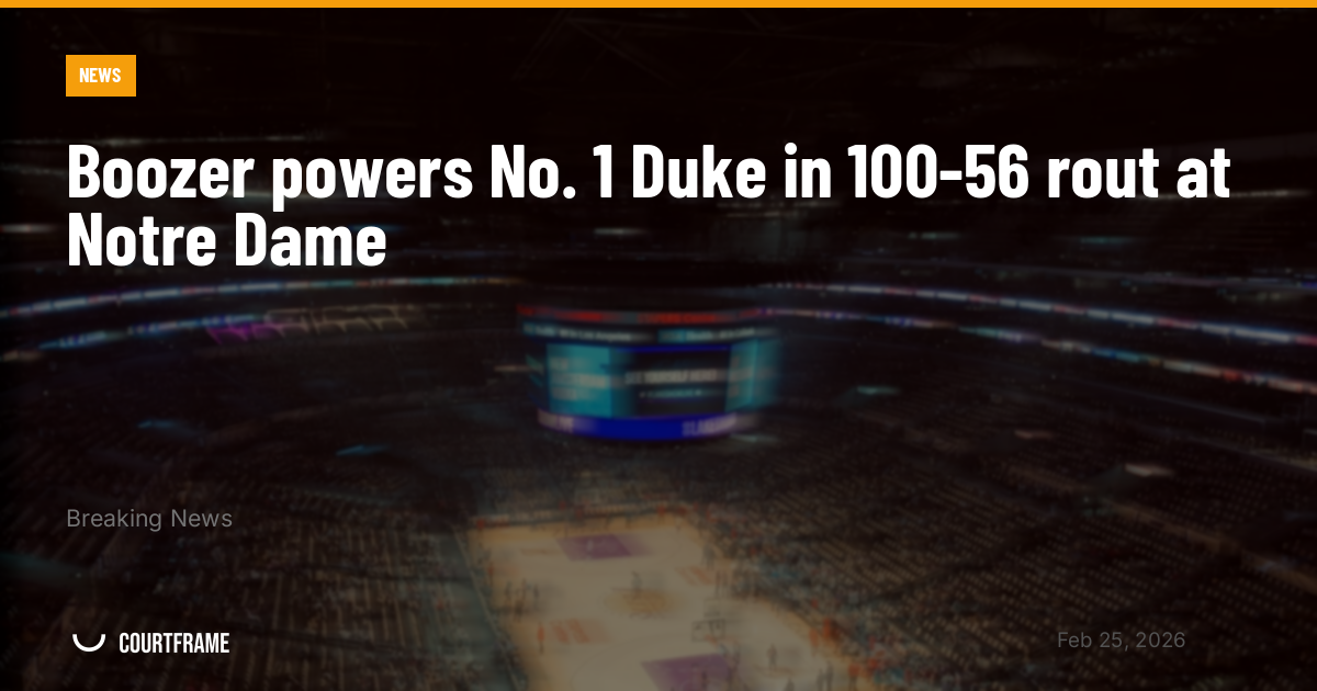 Boozer powers No. 1 Duke in 100-56 rout at Notre Dame