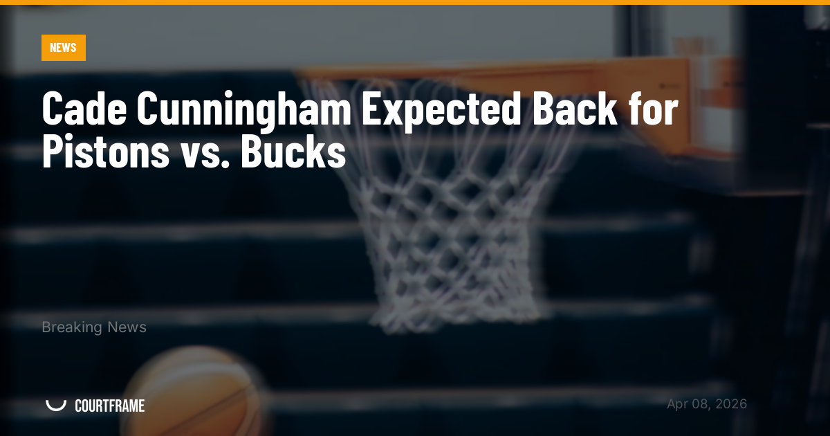 Cade Cunningham Expected Back for Pistons vs. Bucks