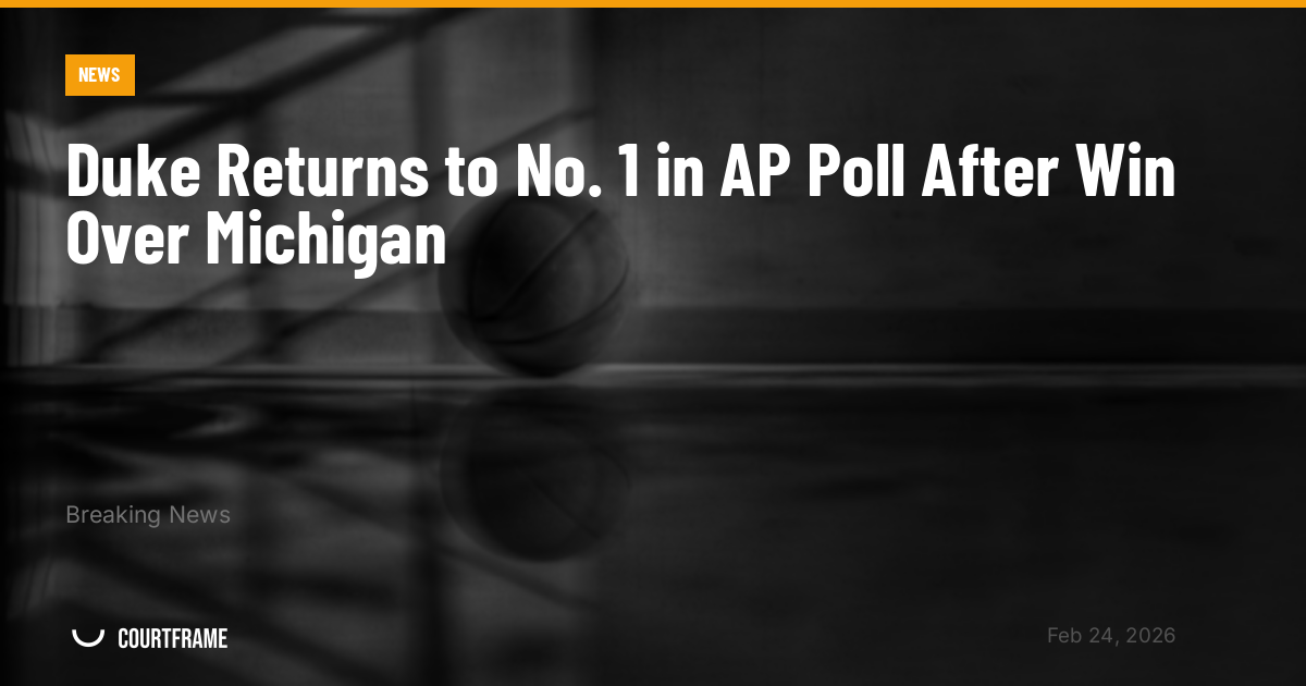 Duke Returns to No. 1 in AP Poll After Win Over Michigan