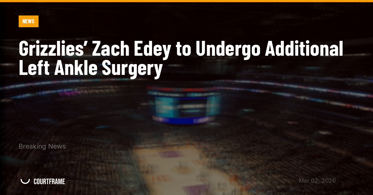 Grizzlies’ Zach Edey to Undergo Additional Left Ankle Surgery