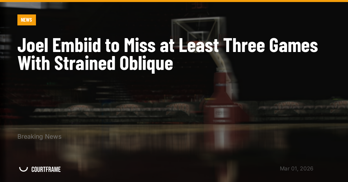 Joel Embiid to Miss at Least Three Games With Strained Oblique