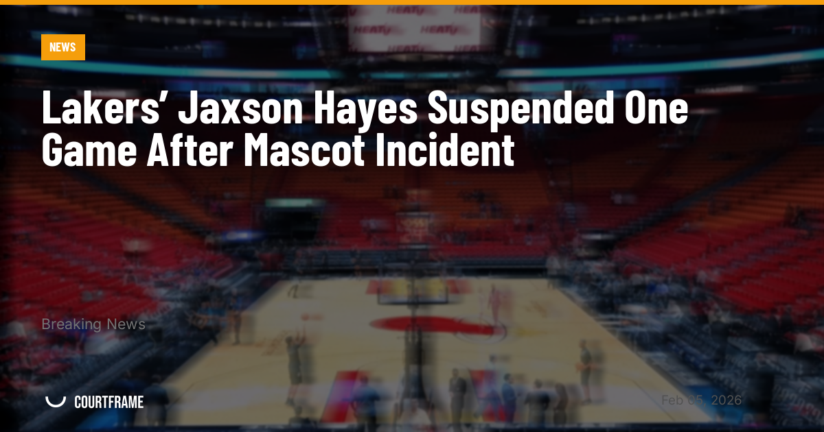 Lakers’ Jaxson Hayes Suspended One Game After Mascot Incident