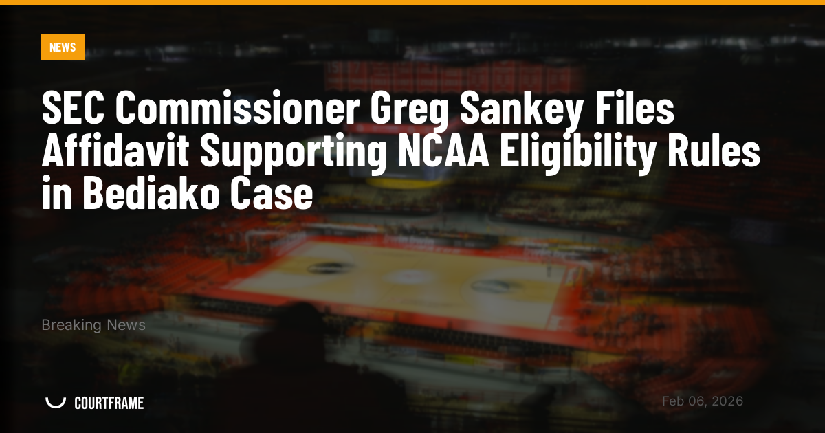SEC Commissioner Greg Sankey Files Affidavit Supporting NCAA Eligibility Rules in Bediako Case