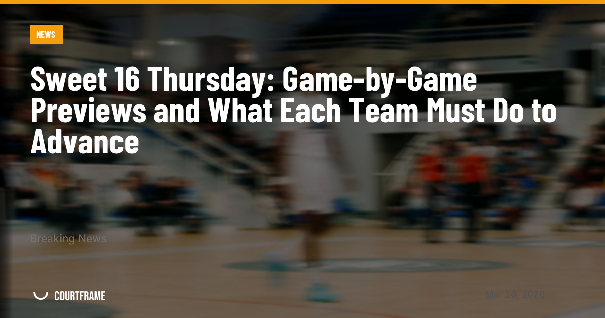 Sweet 16 Thursday: Game-by-Game Previews and What Each Team Must Do to Advance